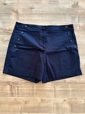 Chico's Navy Button-Detail Chino Shorts